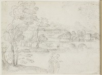 K V 075
<br/>
Landschap met een fort aan een rivier
<br/>
<em>Grimaldi, Giovanni Francesco (1606-1680) - toegeschreven aan</em>